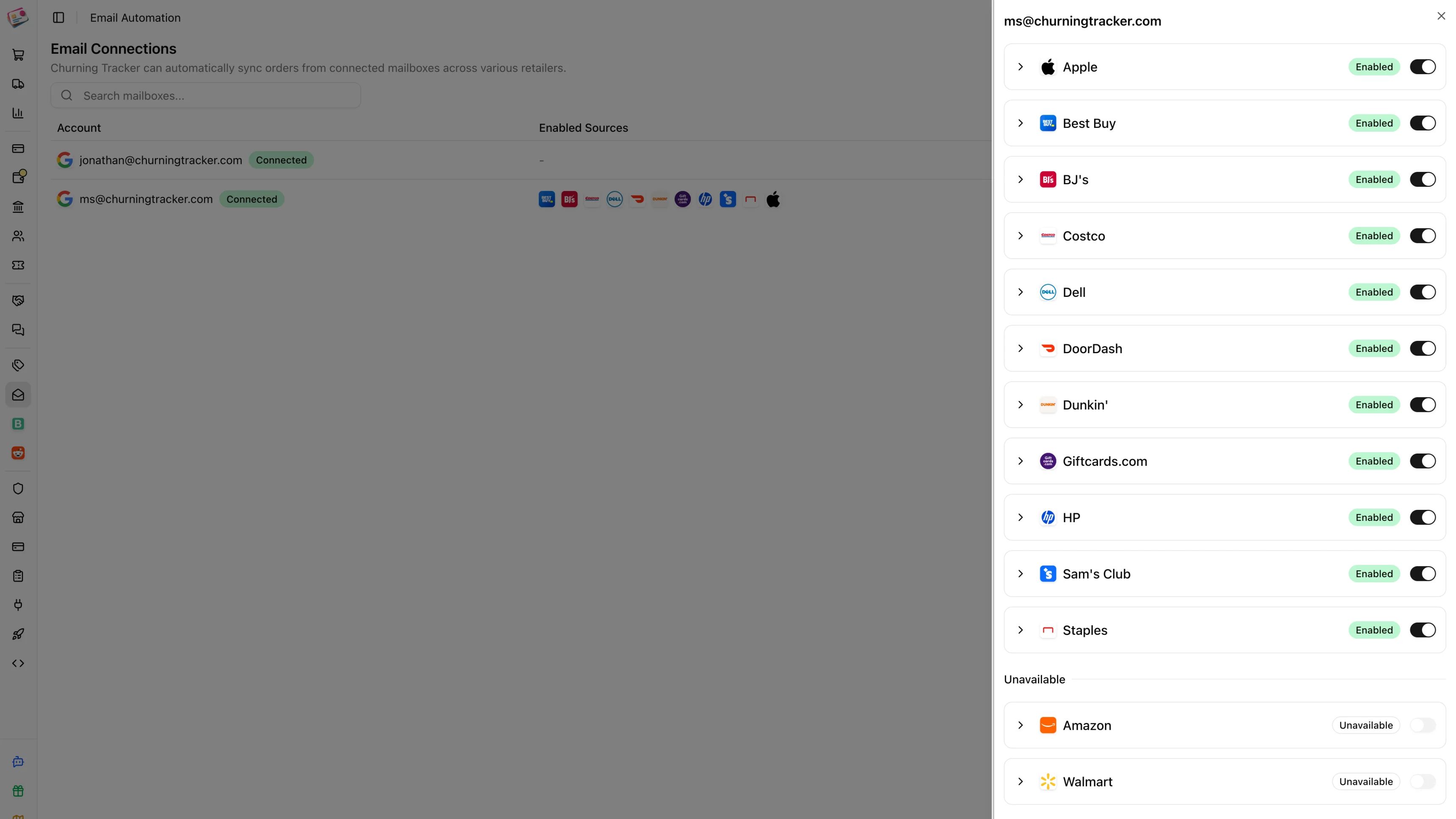 Email automation linking inboxes to orders