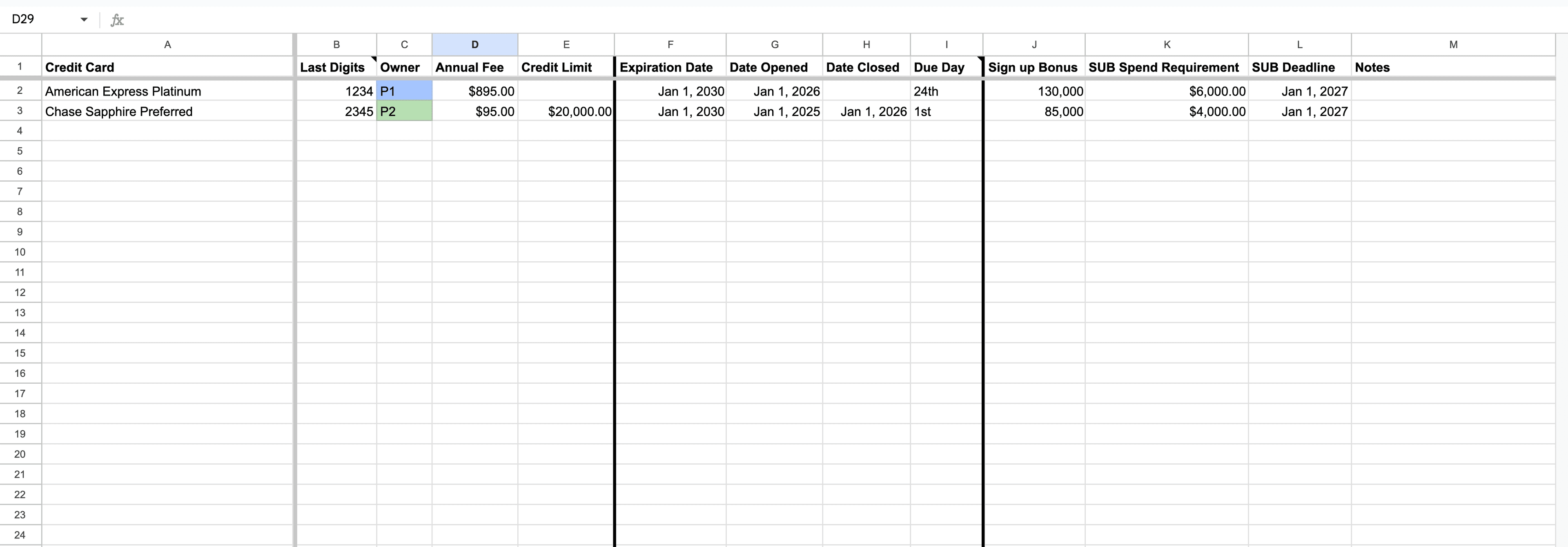 Beginner-friendly churning spreadsheet template in Google Sheets